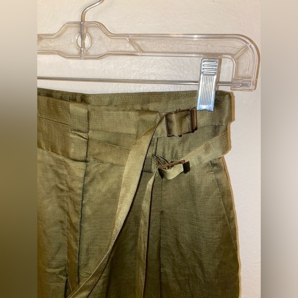 Sandro Paris Women's Trouser Dress Pants Green Size 36 Linen Bland High … - Picture 4 of 6